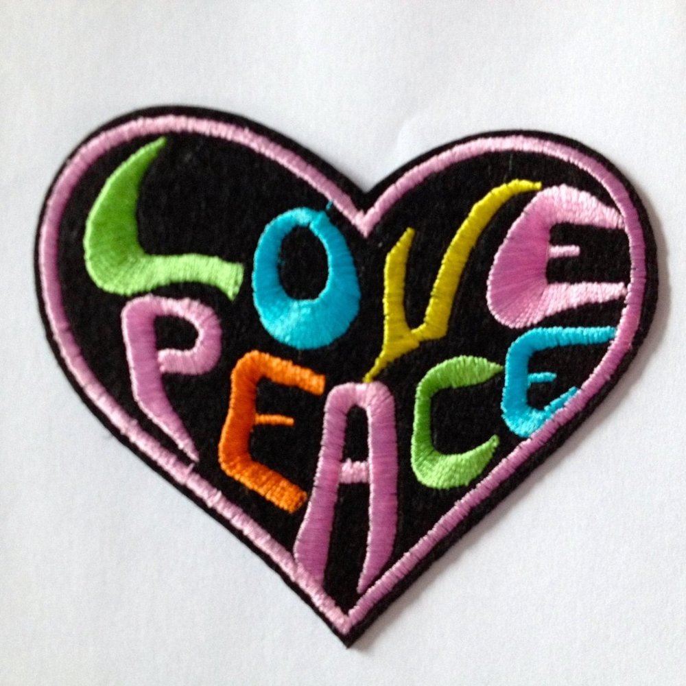 Groovy Love and Peace Rainbow Patch - Heart Shaped
